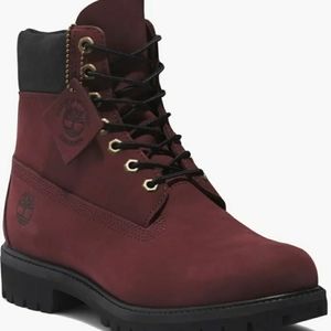 Black and burgundy timberland